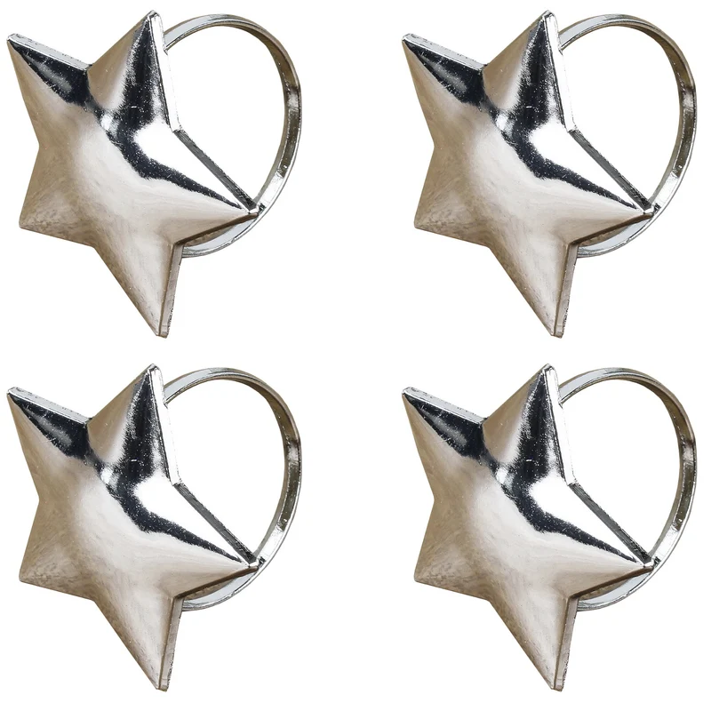 4er Set Serviettenringe Stern Silber