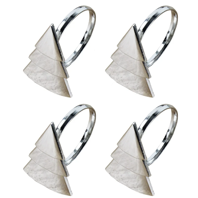 4er Set Serviettenringe Tanne Silber