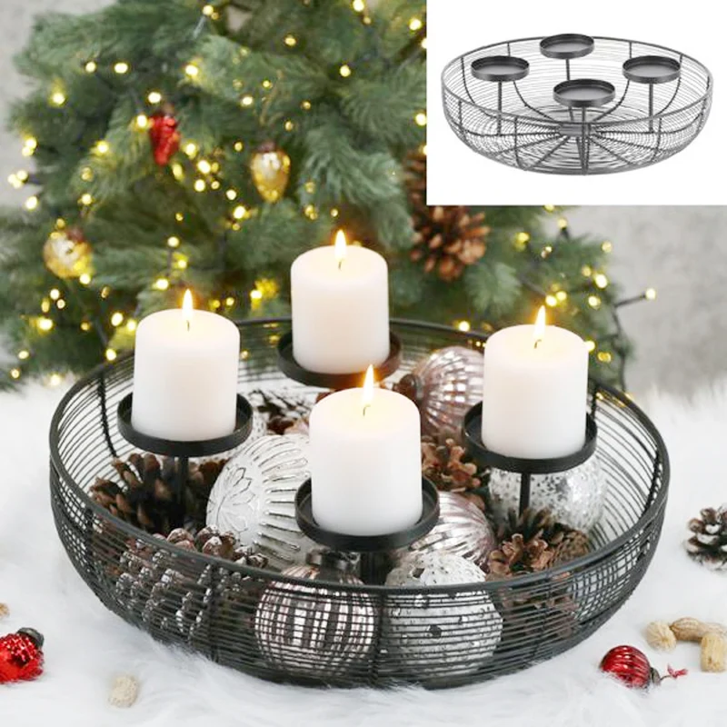 Adventskrant Metall Schwarz