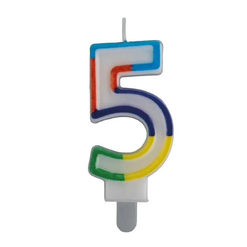 5-Jahres-Kerze mit farbigem Rand, 7 cm