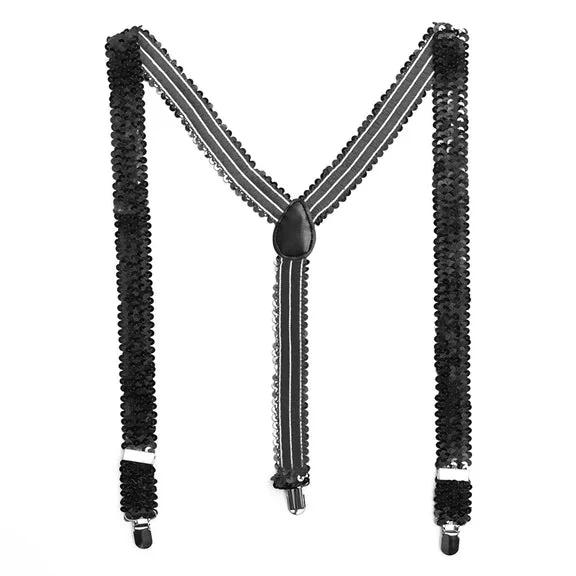 Schwarze Hosenträger mit Pailletten und Glitzer