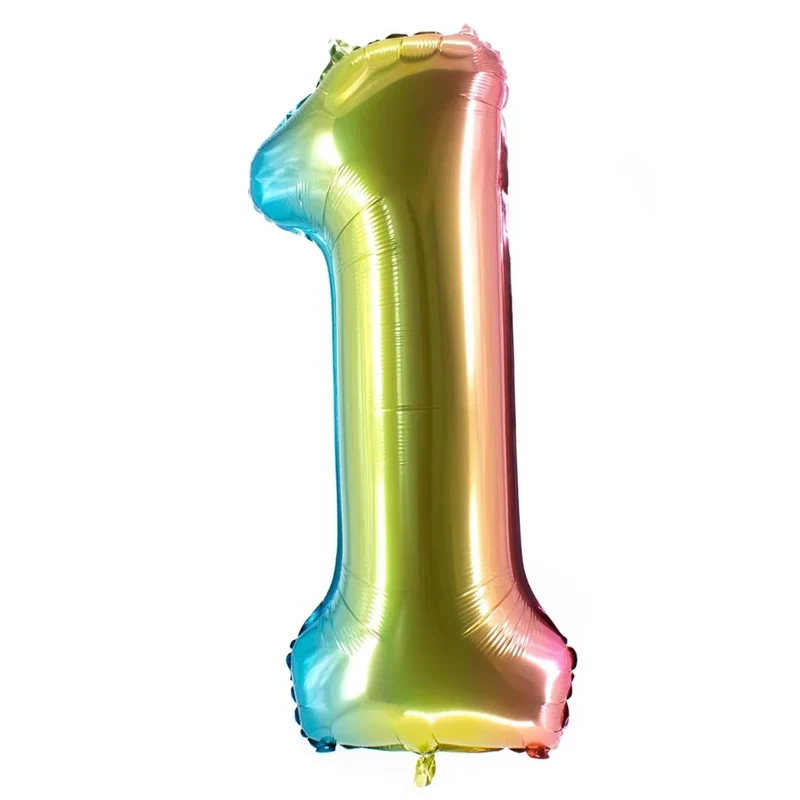 1-Jahres-Zahlenballon Regenbogen, leer, 85 cm