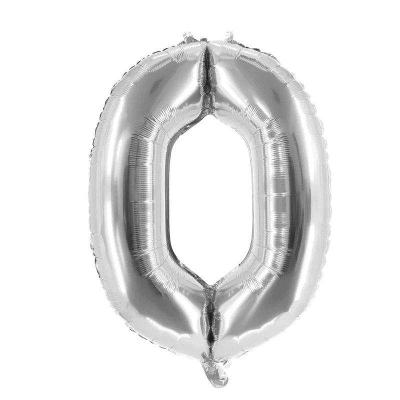 0 Jahre Zahlenballon Silber leer 85 cm