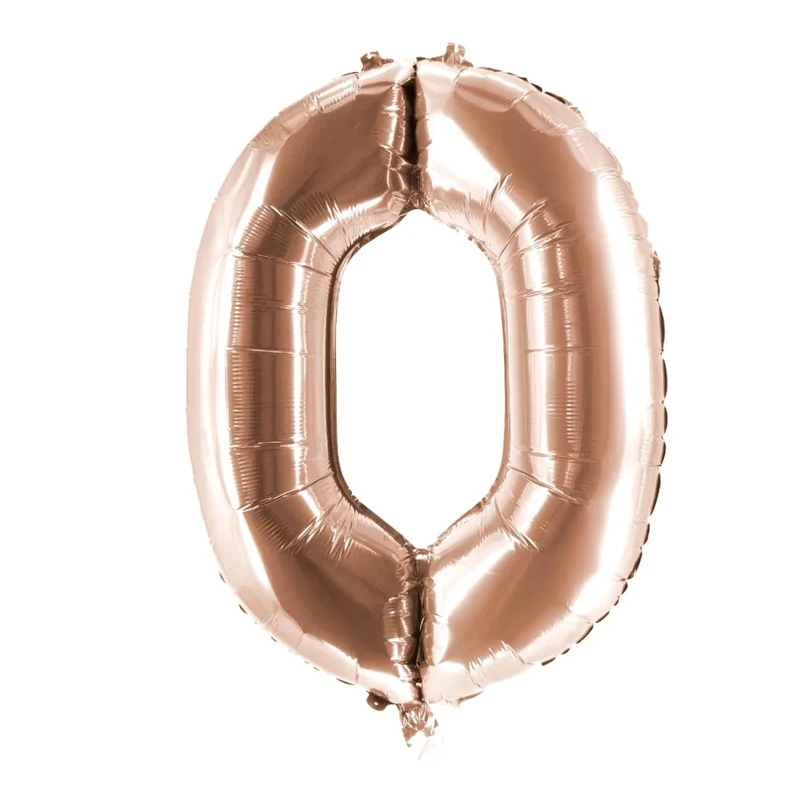 0-Jahre-Zahlenballon in Roségold, leer, 85 cm