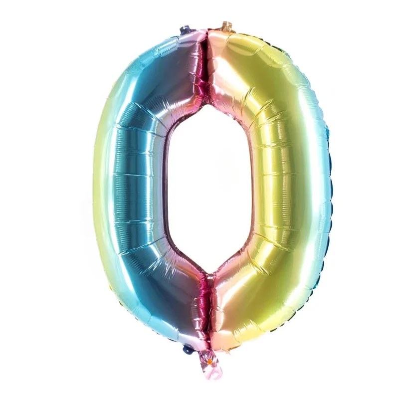 0 Jahre Zahlenballon Regenbogen leer 85 cm