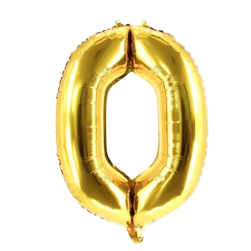 0-Jahre-Zahlenballon, gold, leer, 85 cm