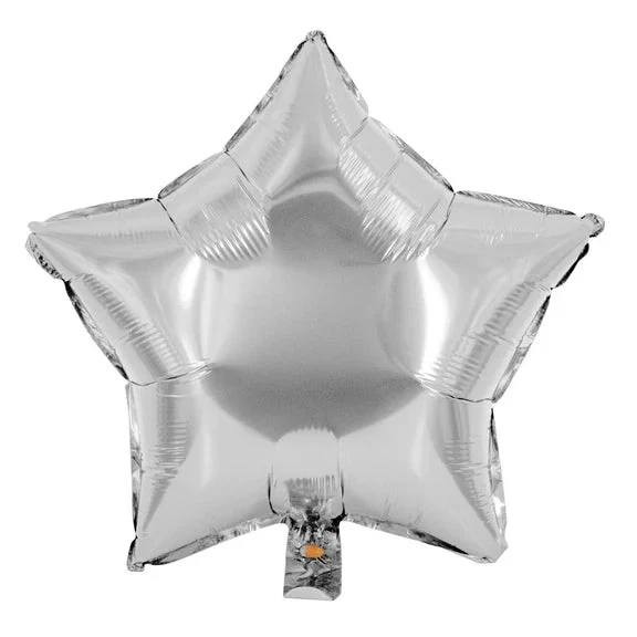 Stern-Heliumballon, silber, einfarbig, leer, 45 cm