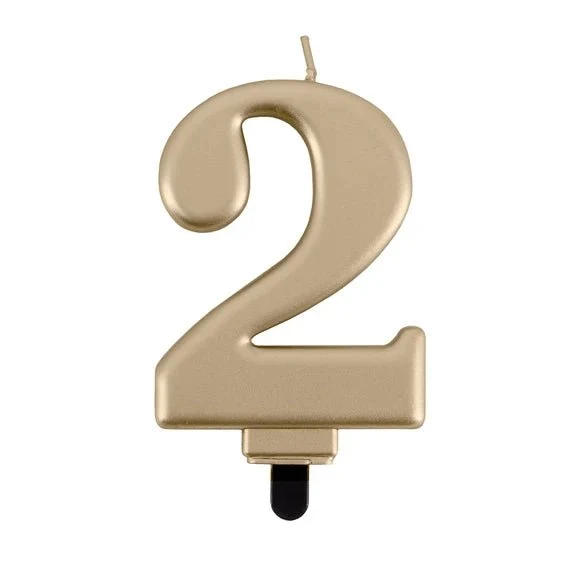 2-Jahres-Kerze, gold, 8 cm