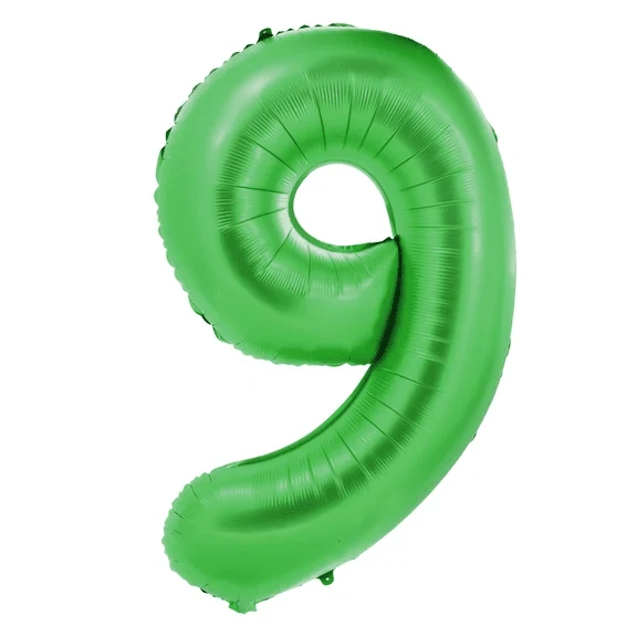 9 Jahre Zahlenballon Grün 1 m