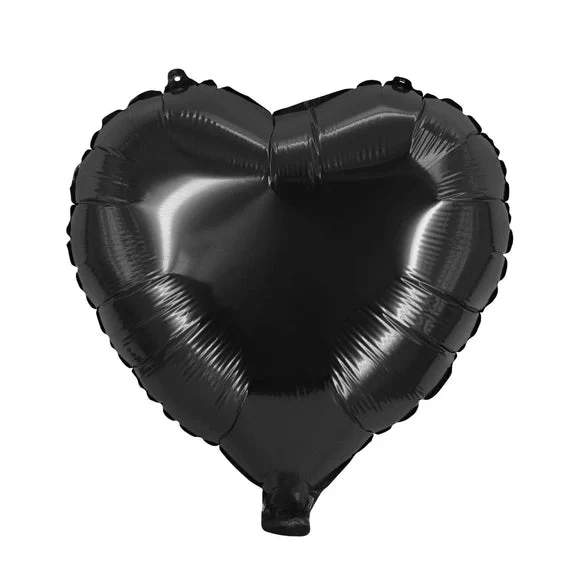 Herz-Heliumballon, schwarz, leer, 45 cm