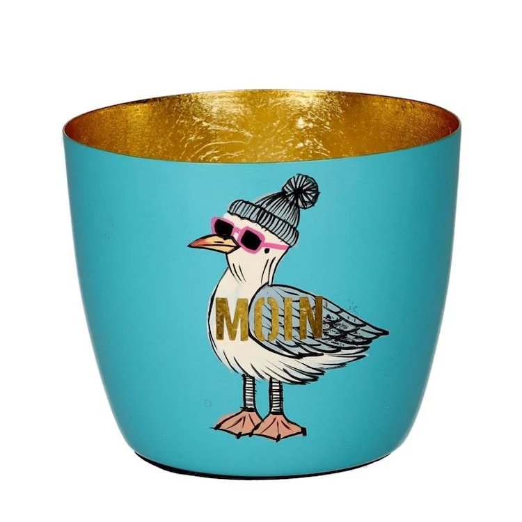 Windlicht Madras Moin türkis-goldfarben mittel