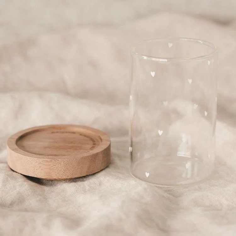 Eulenschnitt Mini Vorratsglas Herzen weiß