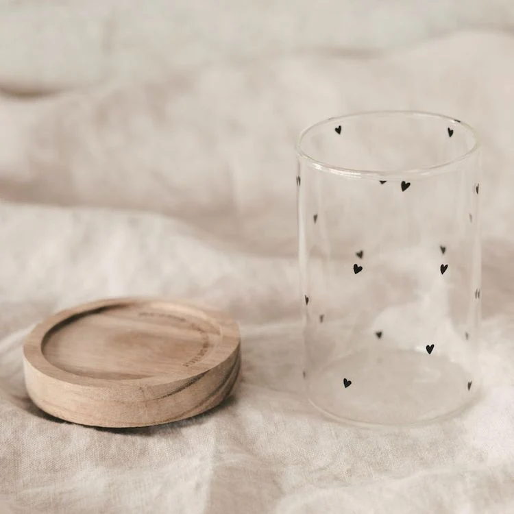 Eulenschnitt Mini Vorratsglas Herzen schwarz