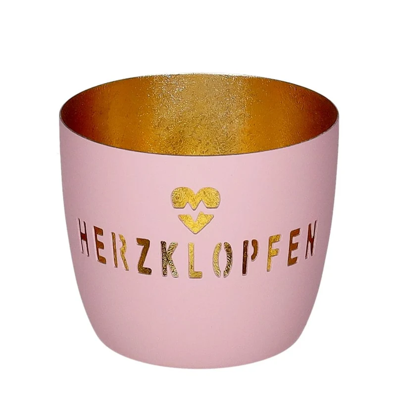 Windlicht Madras Herzklopfen rosa-goldfarben mittel