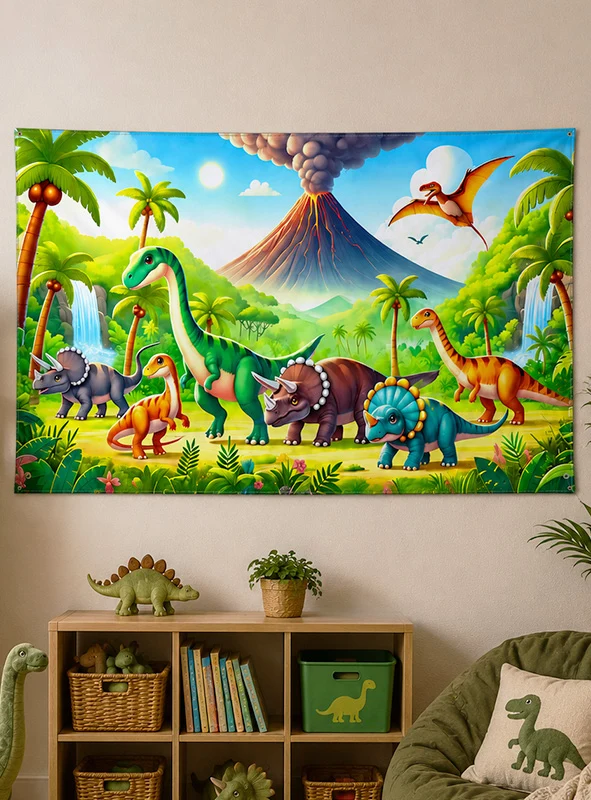 Kleinkinder Dino Fotowand 90x150cm Deko waschbar