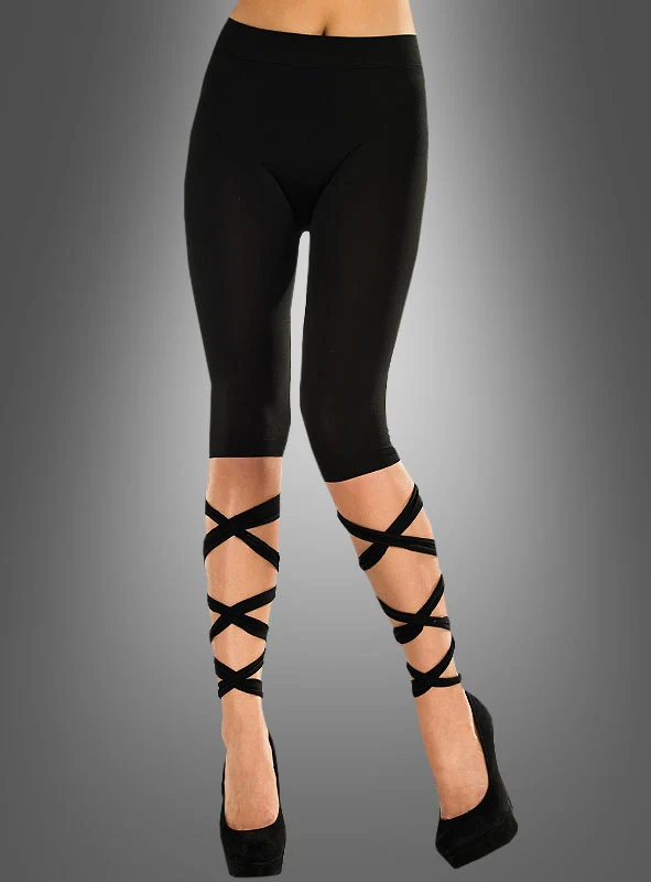 Sexy Leggings mit Bändern schwarz