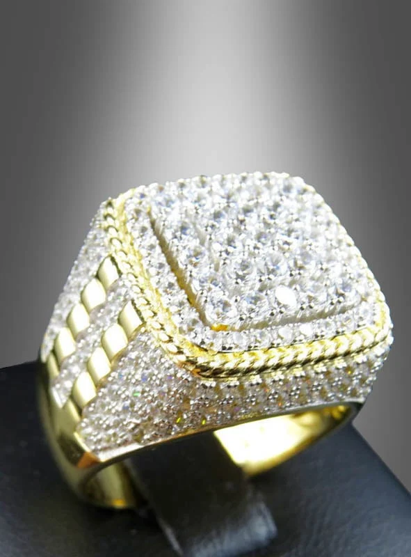 Goldring mit Strass für Herren