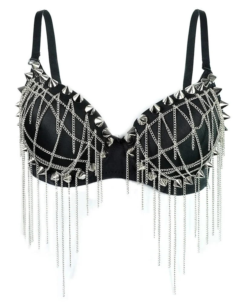 Gothic Nieten BH mit Ketten