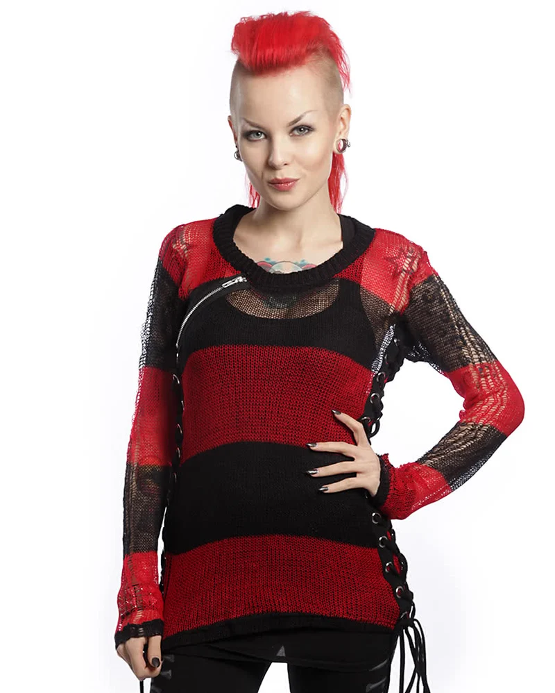Miss Krueger Pullover schwarz-rot