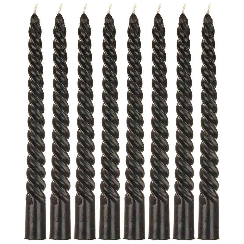 8er Set Spiralkerzen schwarz