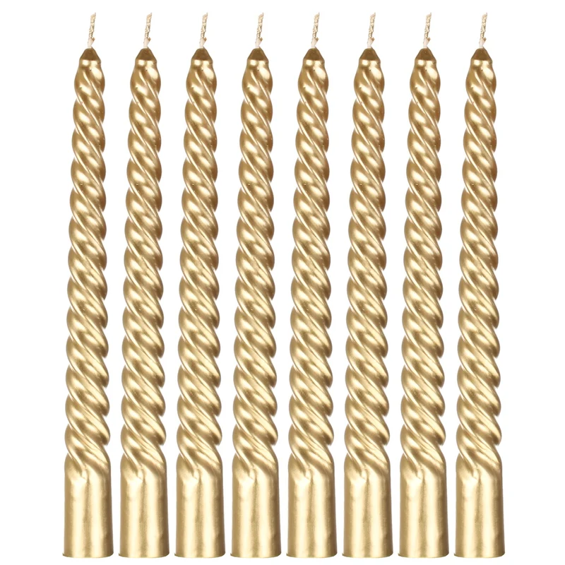 8er Set Spiralkerzen Metallic Gold