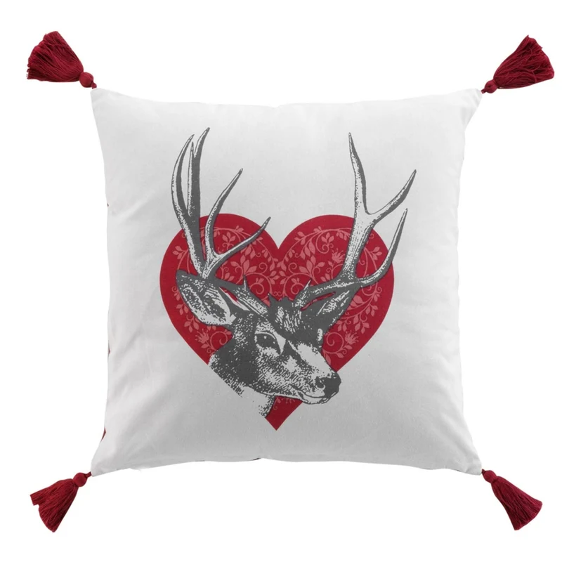 Kissen Herz und Hirsch 40 x 40 cm