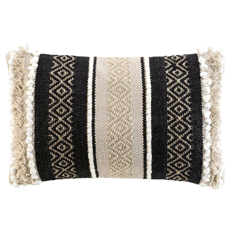 Kissen Schwarz Beige Gold 30 x 50 cm