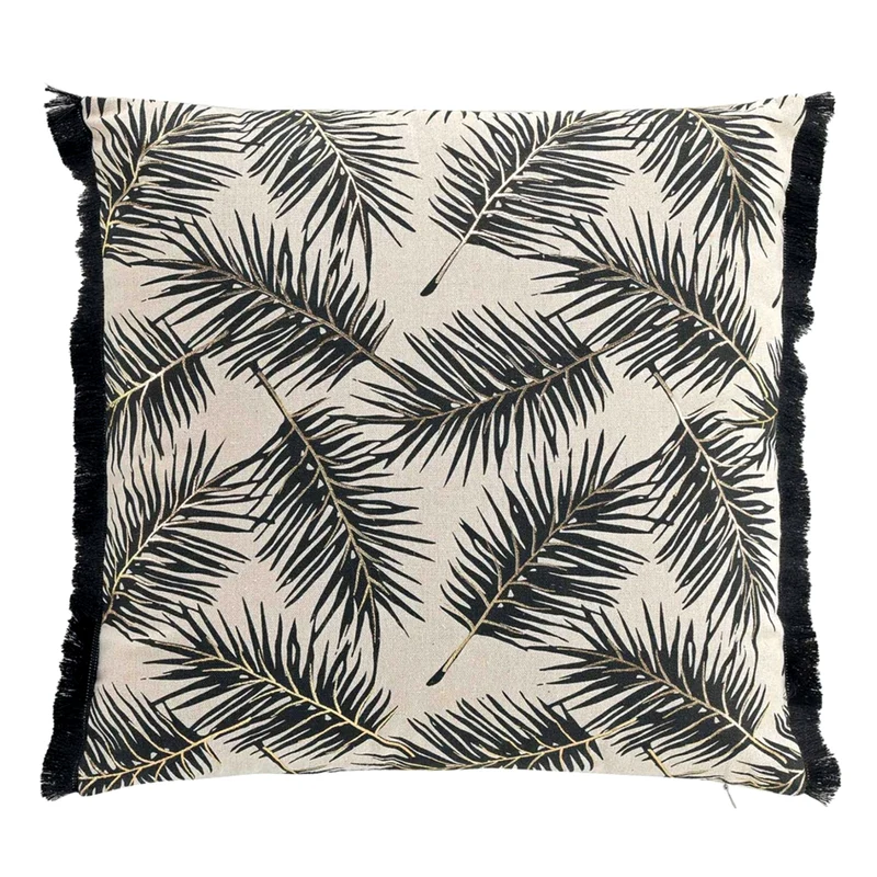 Kissen Blätter Gold Schwarz 45 x 45 cm