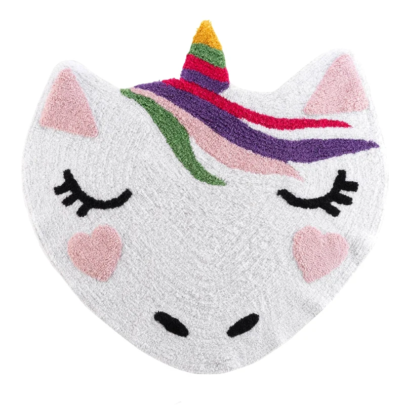 Kinderteppich Einhorn Weiß Bunt