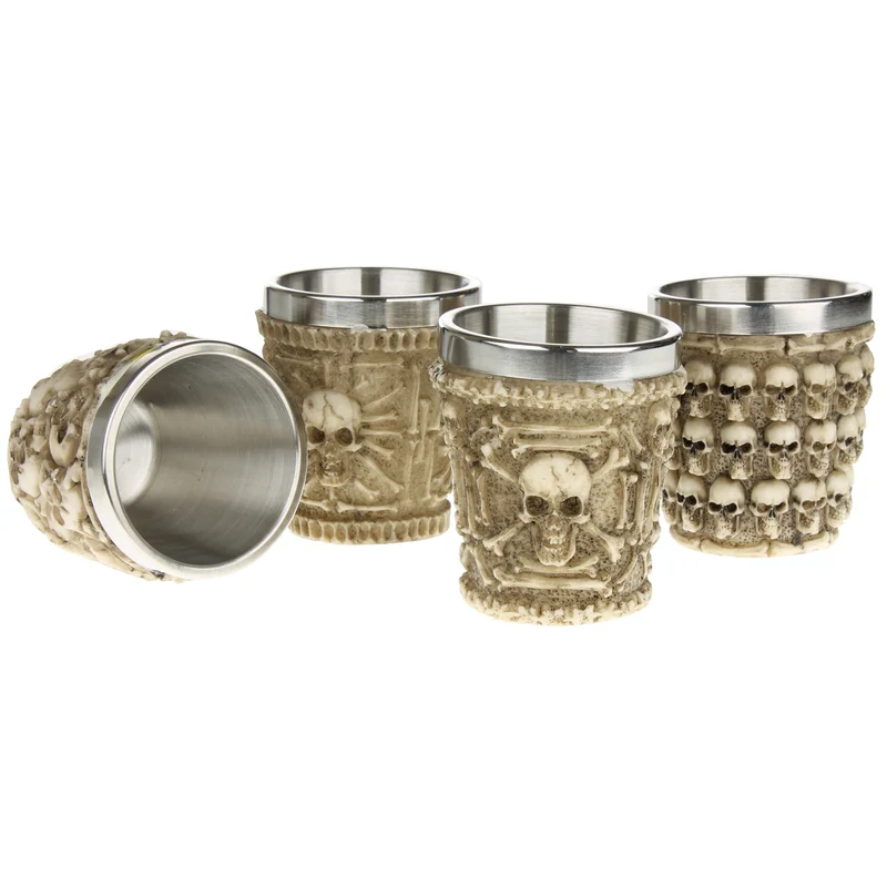 4er Set Totenkopf Shotglas