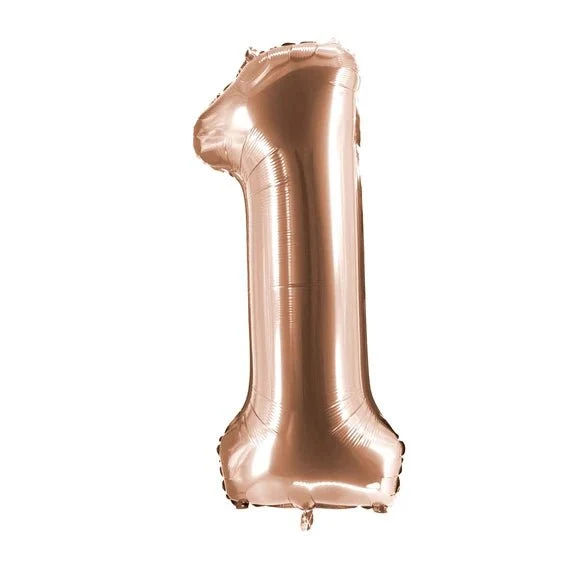1-Jahres-Zahlenballon in Roségold, leer, 1 m