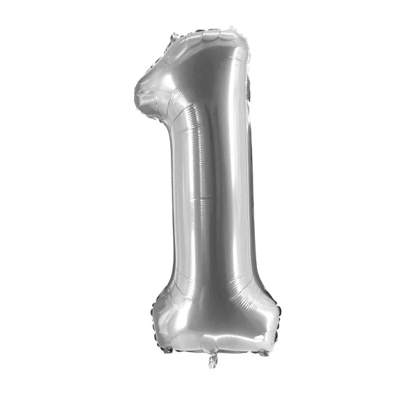 1 Jahr Zahlenballon Silber leer 1 m