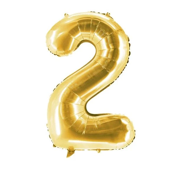 2 Jahre Zahlenballon Gold leer 1 m