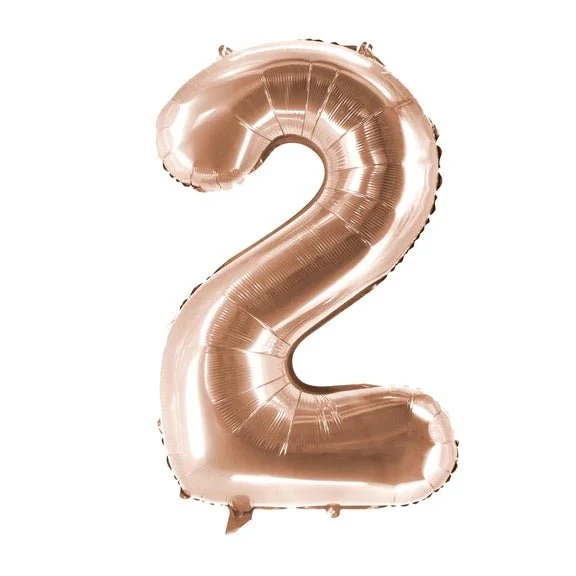 2-Jahres-Zahlenballon in Roségold, leer, 1 m