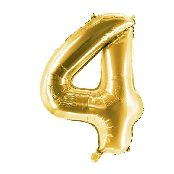 4 Jahre Zahlenballon Gold leer 1 m