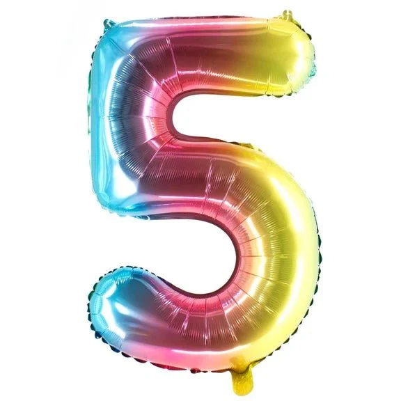 5 Jahre Zahlenballon Regenbogen leer 1 m
