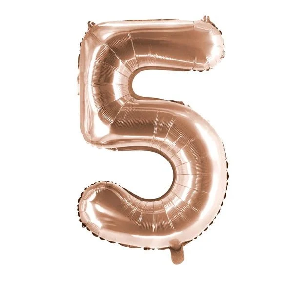 5-Jahres-Zahlenballon in Roségold, leer, 1 m