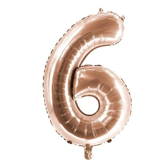 6 Jahre Zahlenballon Roségold leer 1 m