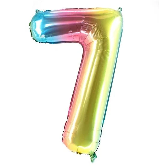 7 Jahre Zahlenballon Regenbogen leer 1 m