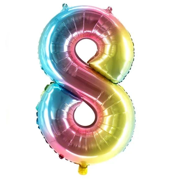 8 Jahre Zahlenballon Regenbogen leer 1 m