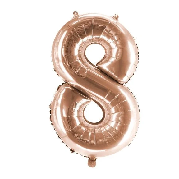 8 Jahre Zahlenballon Roségold, leer, 1 m
