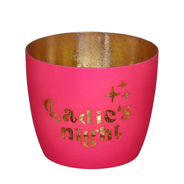Windlicht Madras Ladies night pink-goldfarben mittel