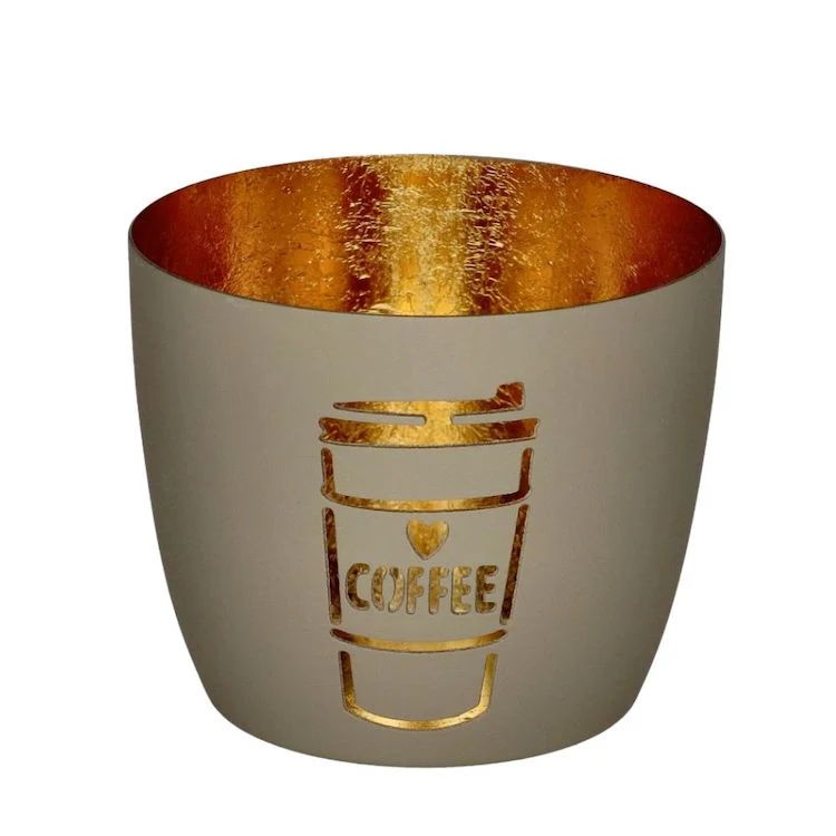 Windlicht Madras Kaffeebecher sandstone-goldfarben mittel