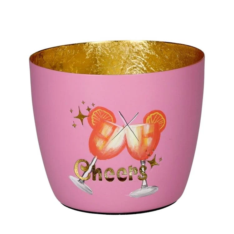 Windlicht Madras Cheers rosa-goldfarben mittel