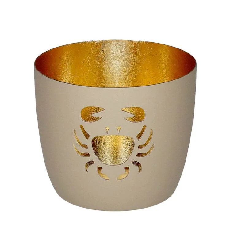 Windlicht Madras Krabbe sandstone-goldfarben mittel