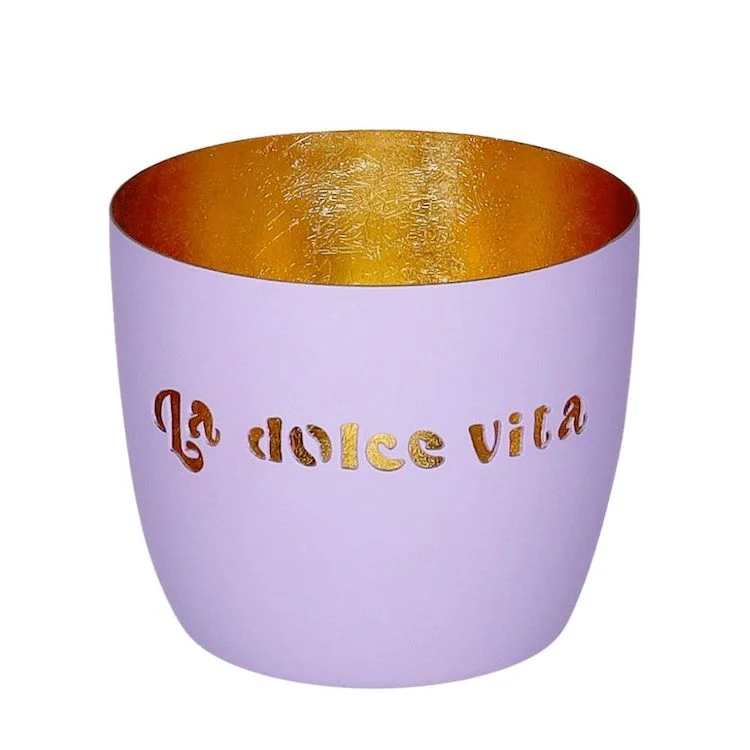 Windlicht Madras La Dolce Vita lila-goldfarben mittel