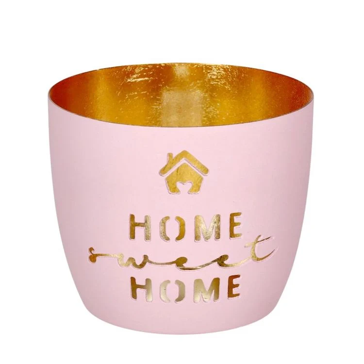 Windlicht Madras Home sweet home rosa-goldfarben mittel