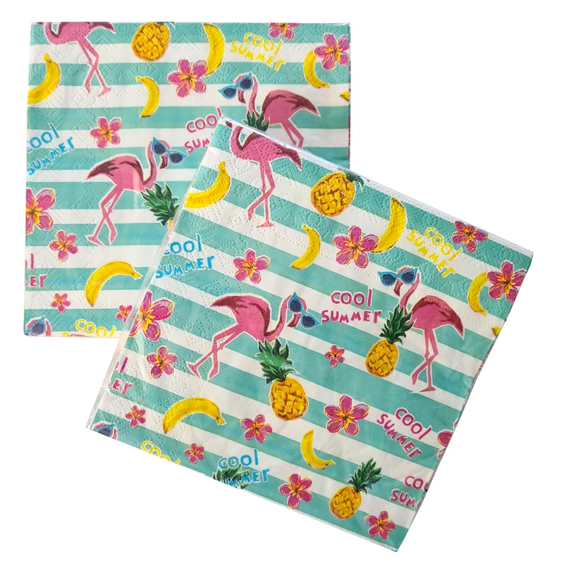 40er Set Servietten bunt Flamingo