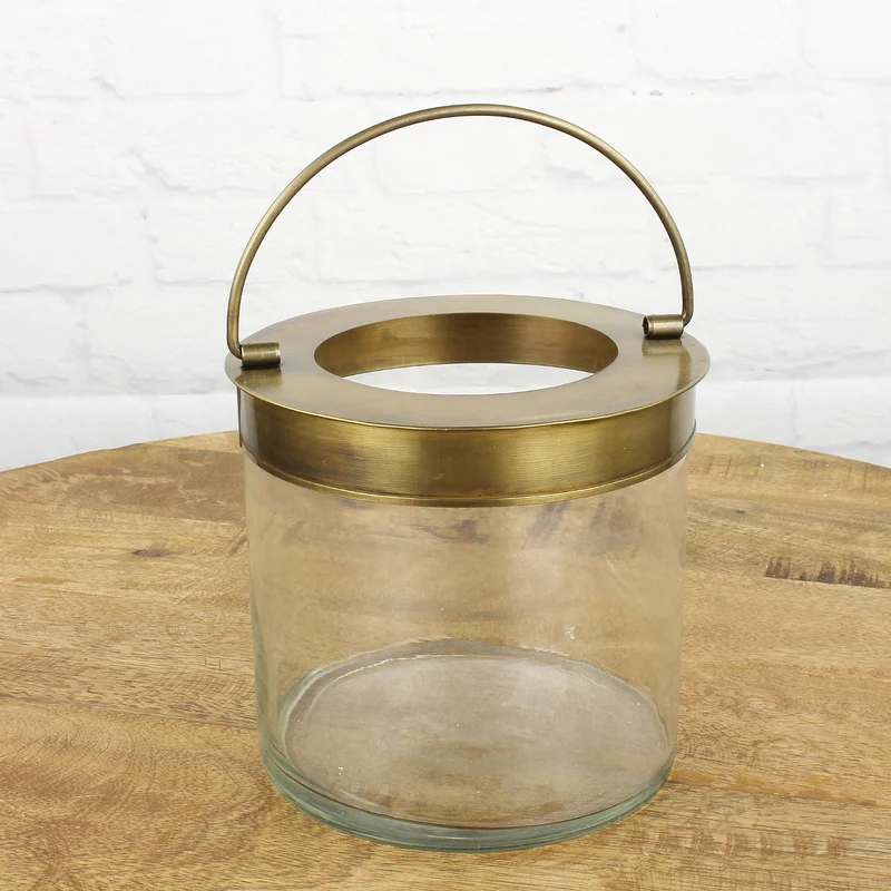 Windlicht Glas Gold