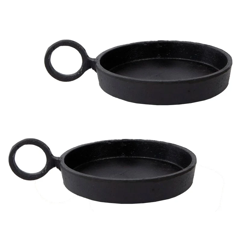 2er Set Kerzenteller Schwarz Aluminium